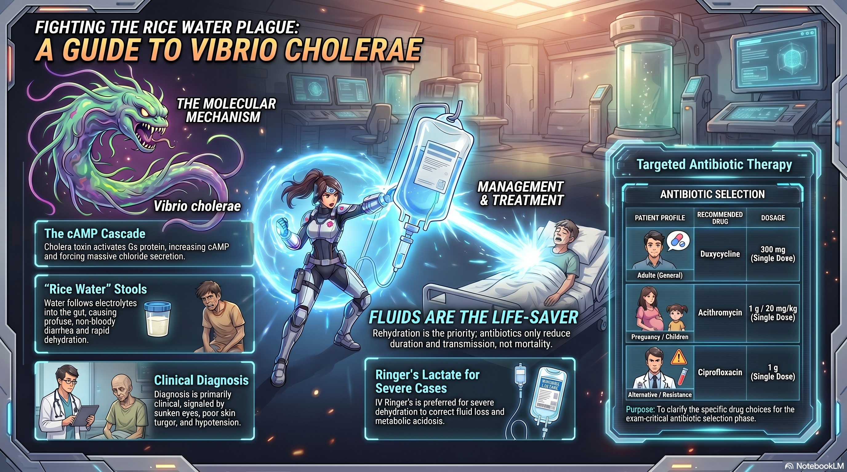 Vibrio cholerae (Cholera): Pathophysiology, Diagnosis, and WHO-Recommended Treatment