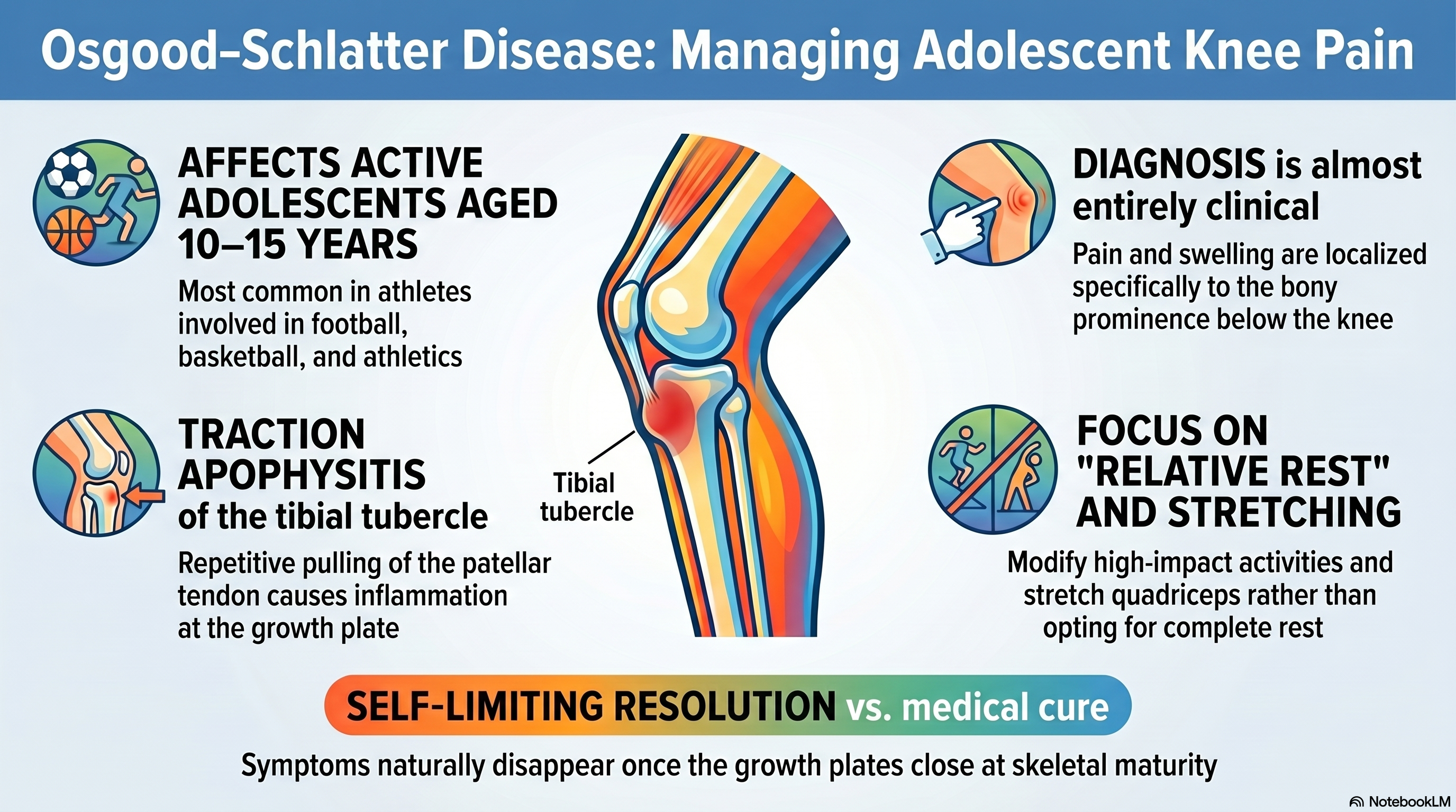 Osgood-Schlatter Disease: Diagnosis, Pathophysiology, and Management