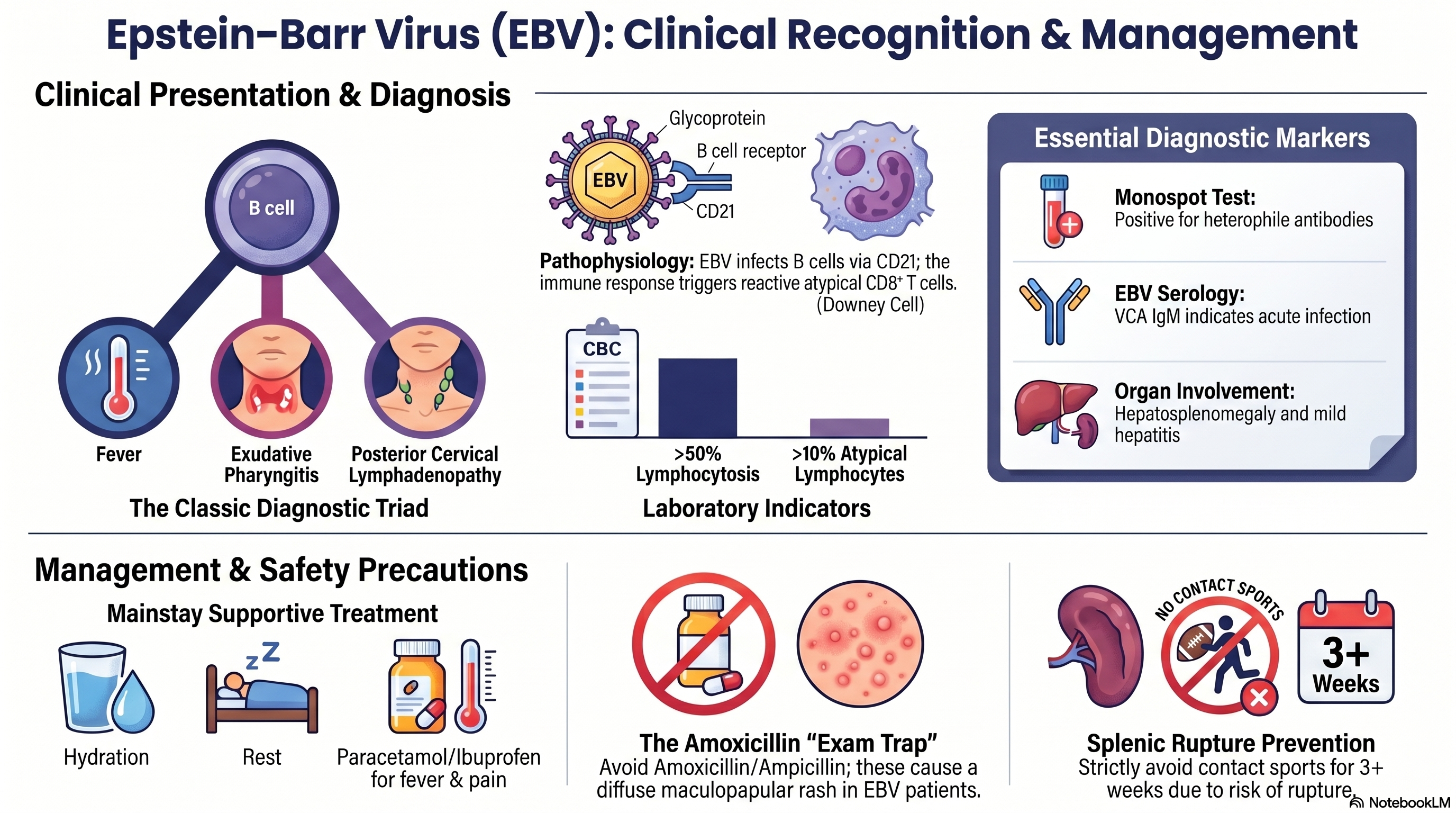 Epstein–Barr Virus (EBV): Pathophysiology, Infectious Mononucleosis, and Management